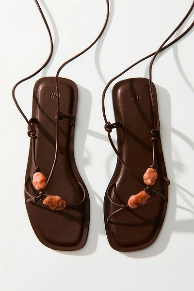Bead-Detail Strappy Sandals