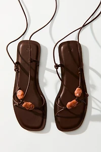 Bead-Detail Strappy Sandals