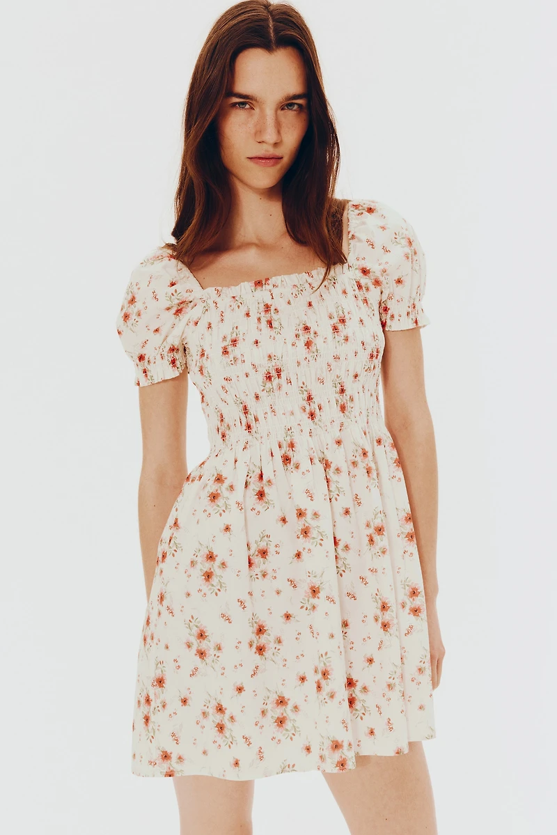 Smocked Poplin Dress