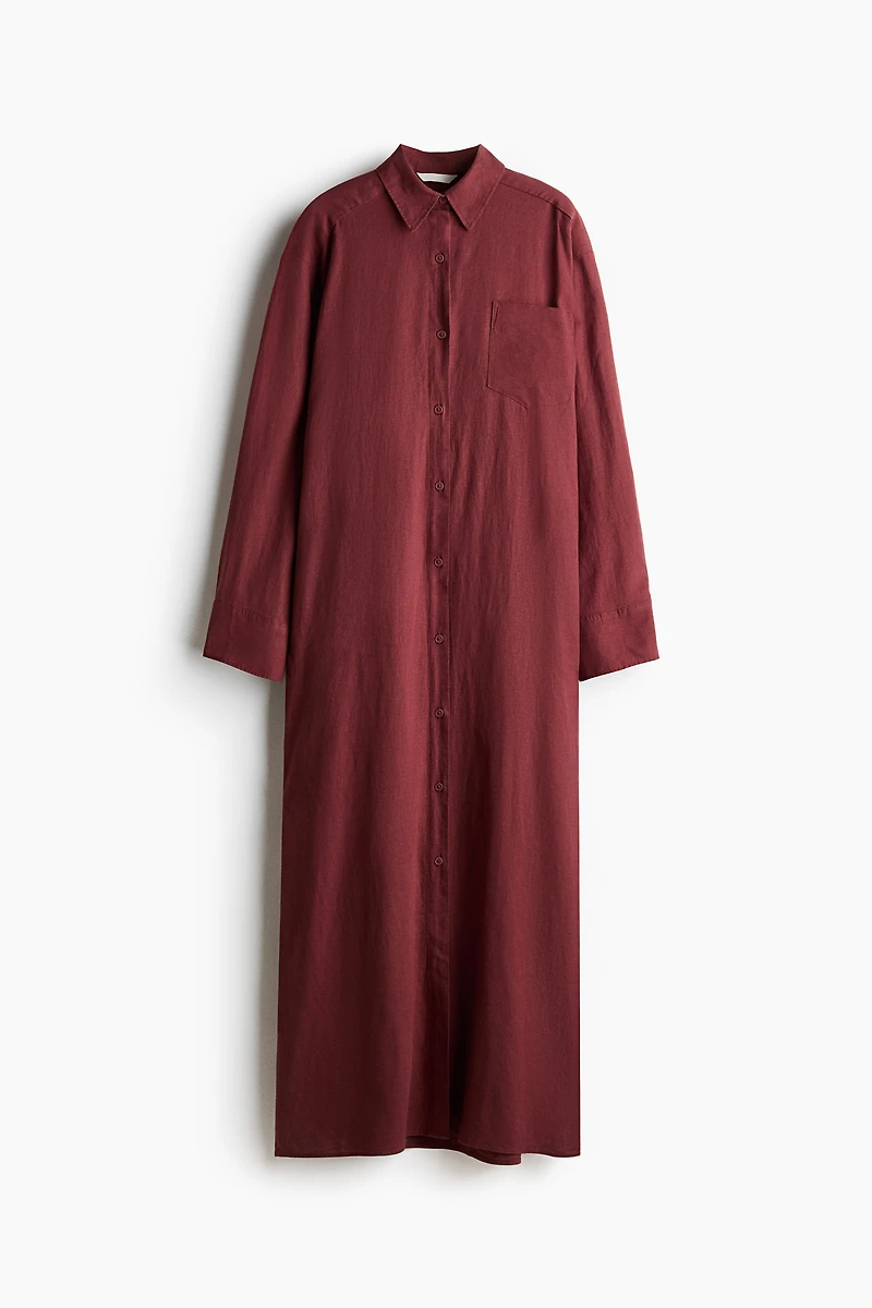 Linen-Blend Shirt Dress