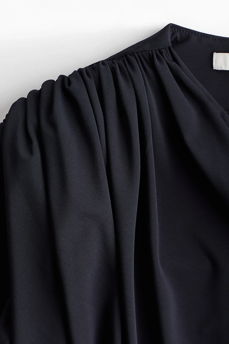 Draped Dress with Shoulder Pads