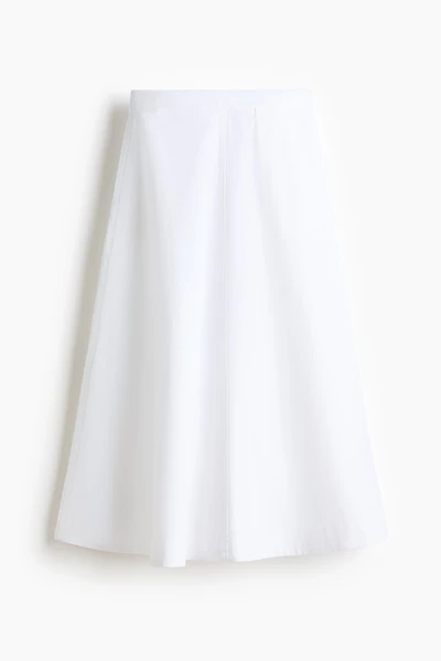 Cotton Twill Midi Skirt