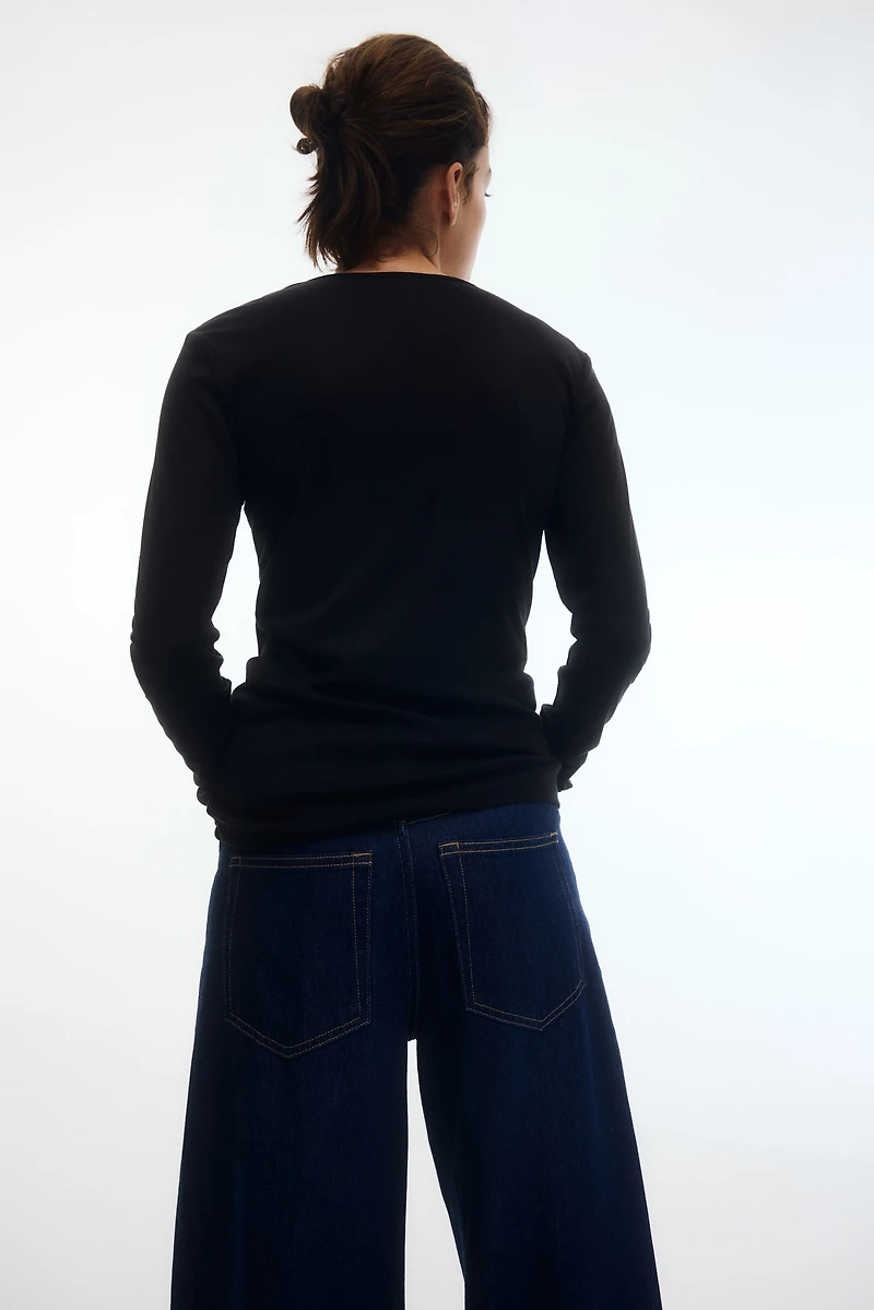 MAMA Fine-Knit Button-Front Top