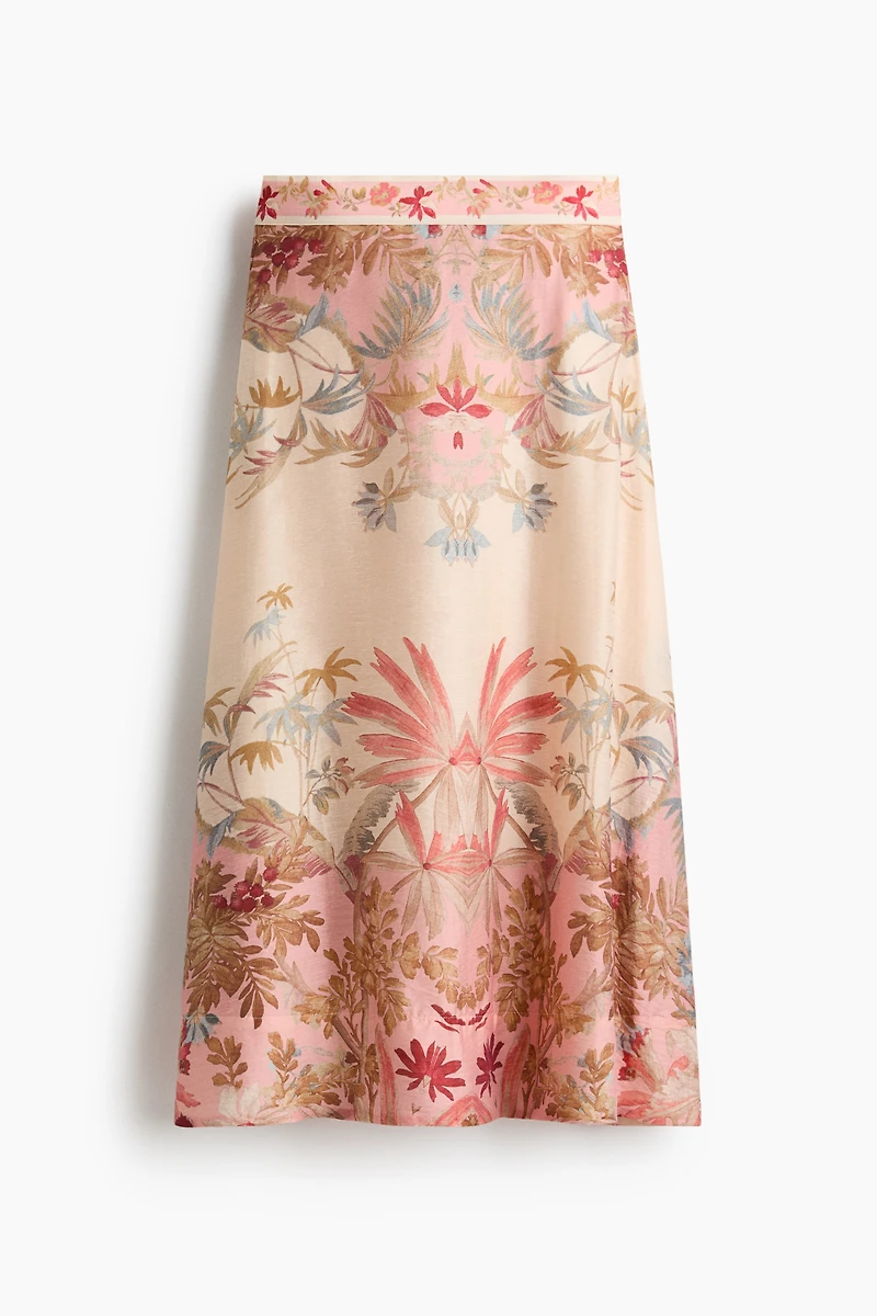 Flared Linen-Blend Skirt