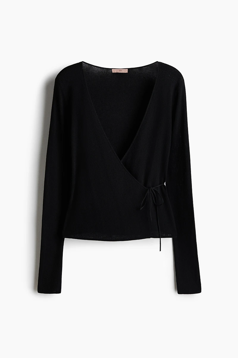 Rib-Knit Wrap Cardigan