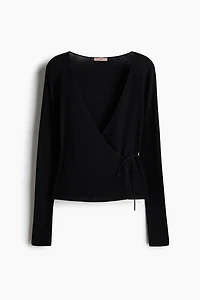 Rib-Knit Wrap Cardigan