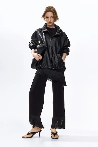 Fringe-Trimmed Jersey Pants