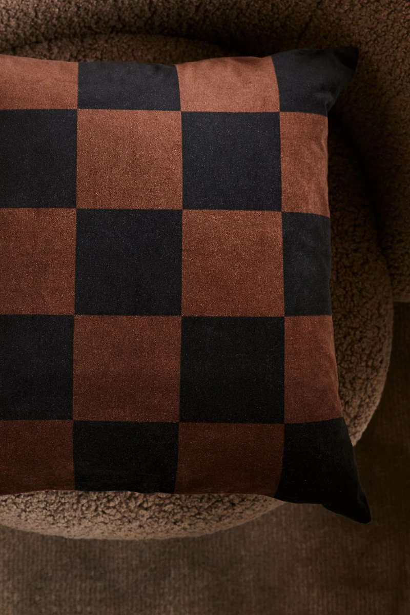 Checked Velvet Cushion Cover