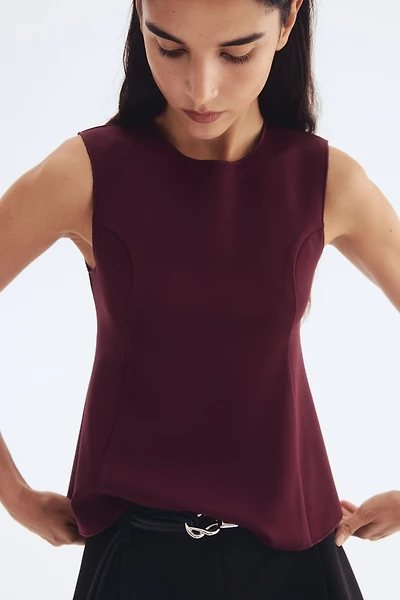 Interlock Sleeveless Peplum Top