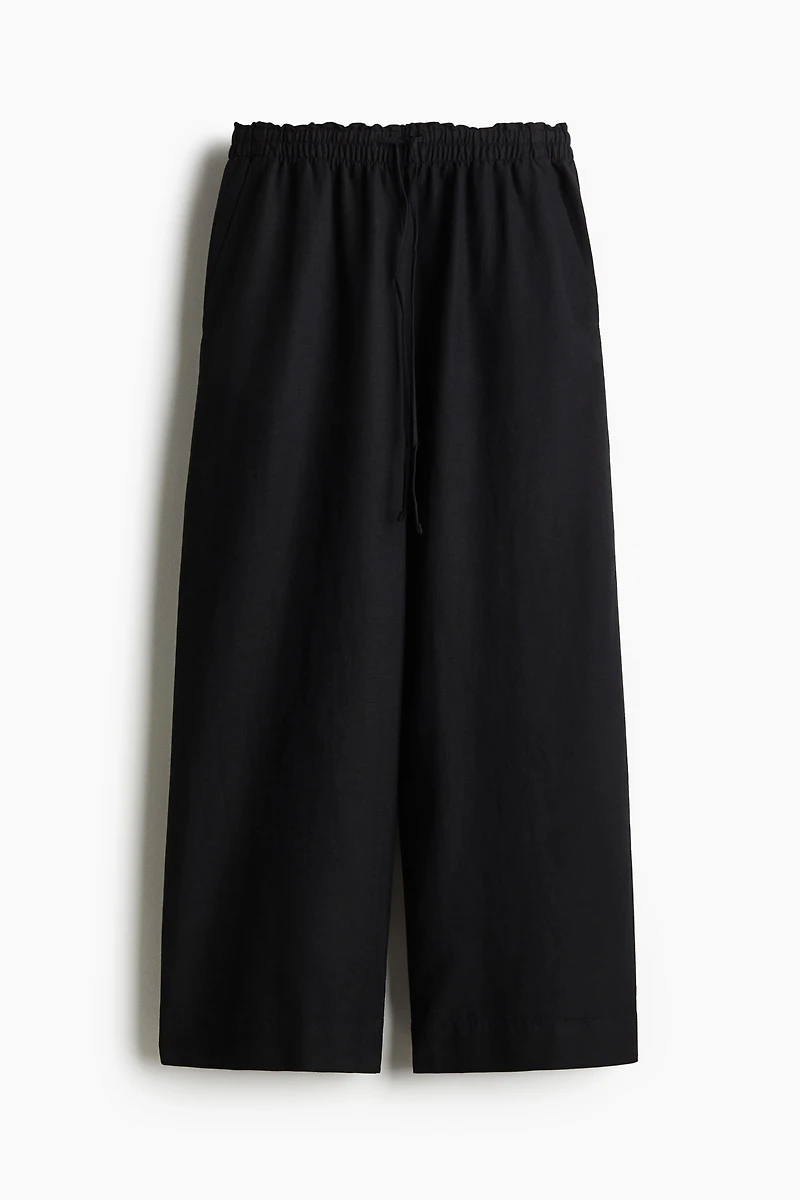 Linen-Blend Crop Pants