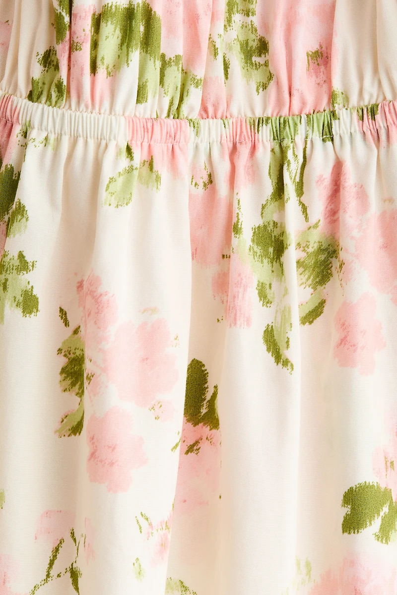 Puff-Sleeved Poplin Dress