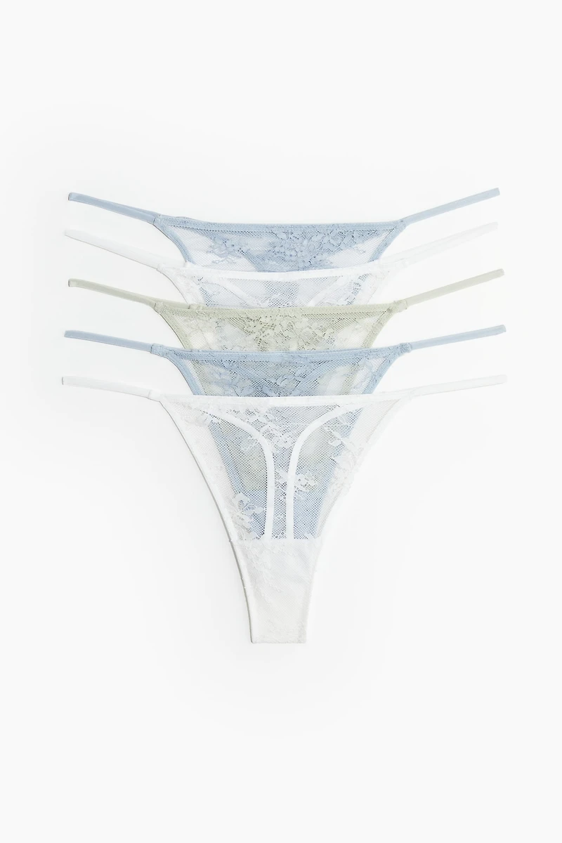 Lot de 5 culottes-ficelles Tanga en dentelle