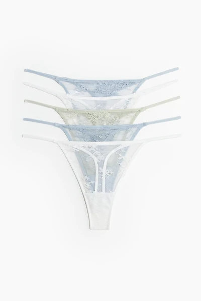 Lot de 5 culottes-ficelles Tanga en dentelle
