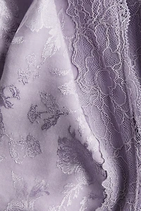 Jacquard-Weave Dress with Lace Insets