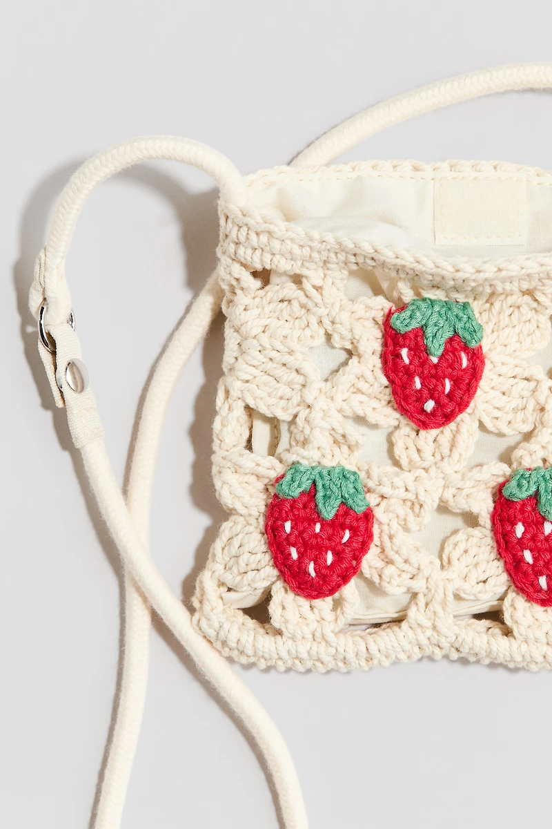 Sac à bandoulière en coton à l’aspect crochet