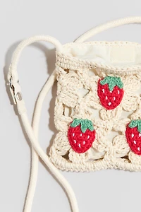 Sac à bandoulière en coton à l’aspect crochet