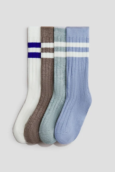 Lot de 4 paires chaussettes côtelées