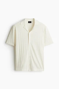 Chemise coupe classique lin mélangé à col cubain