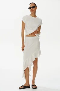 Flounce-Trimmed Viscose Skirt