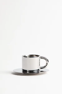 Stainless Steel Espresso Cup and Saucer
