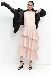 MAMA Ponte Dress with Satin Skirt