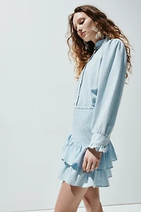 Jupe smockée en denim