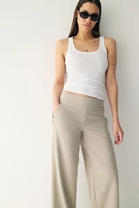 Four-Way Stretch Wide-Cut Pants