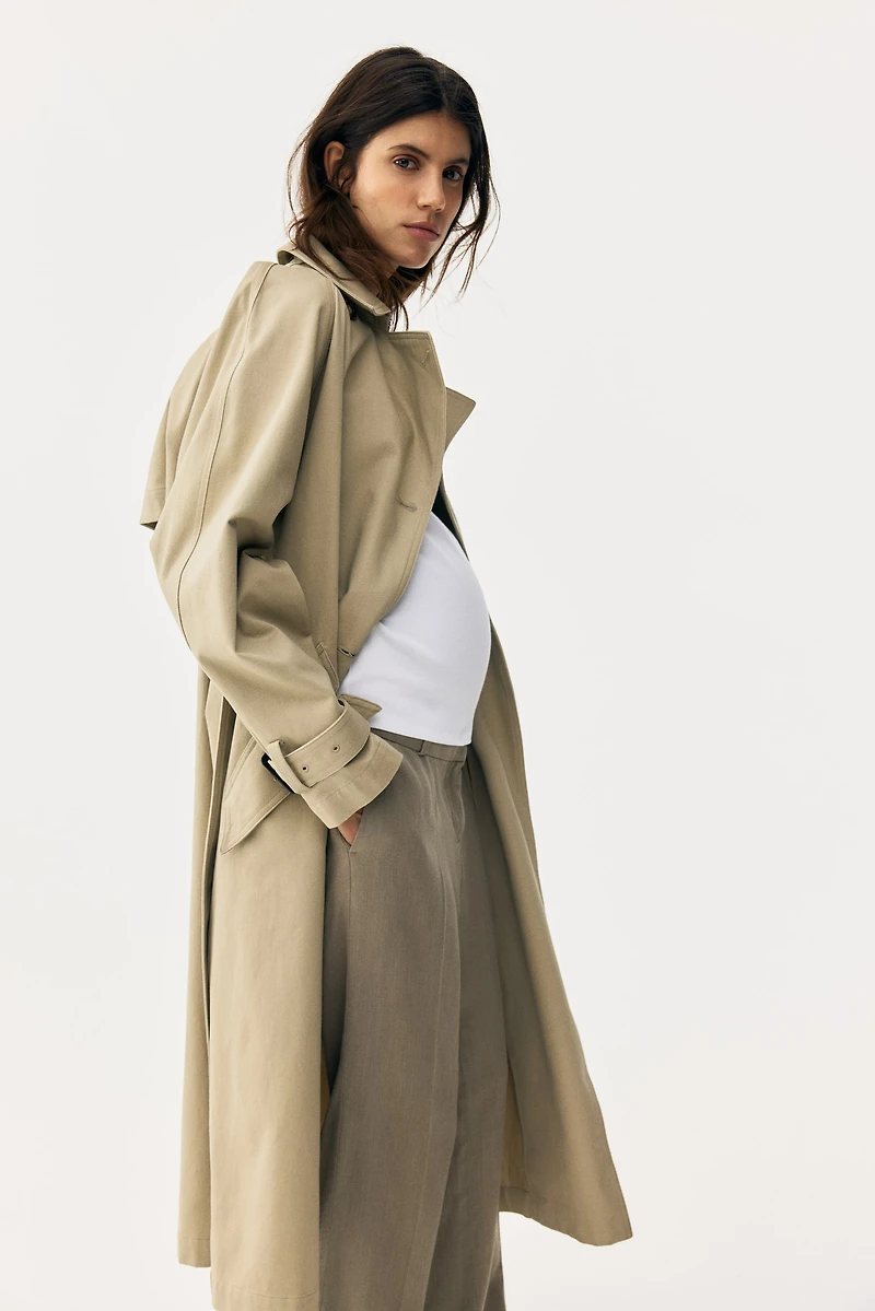 MAMA Linen-Blend Dress Pants