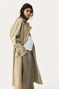 MAMA Linen-Blend Dress Pants