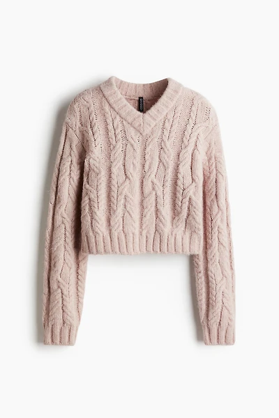 V-Neck Cable-Knit Sweater