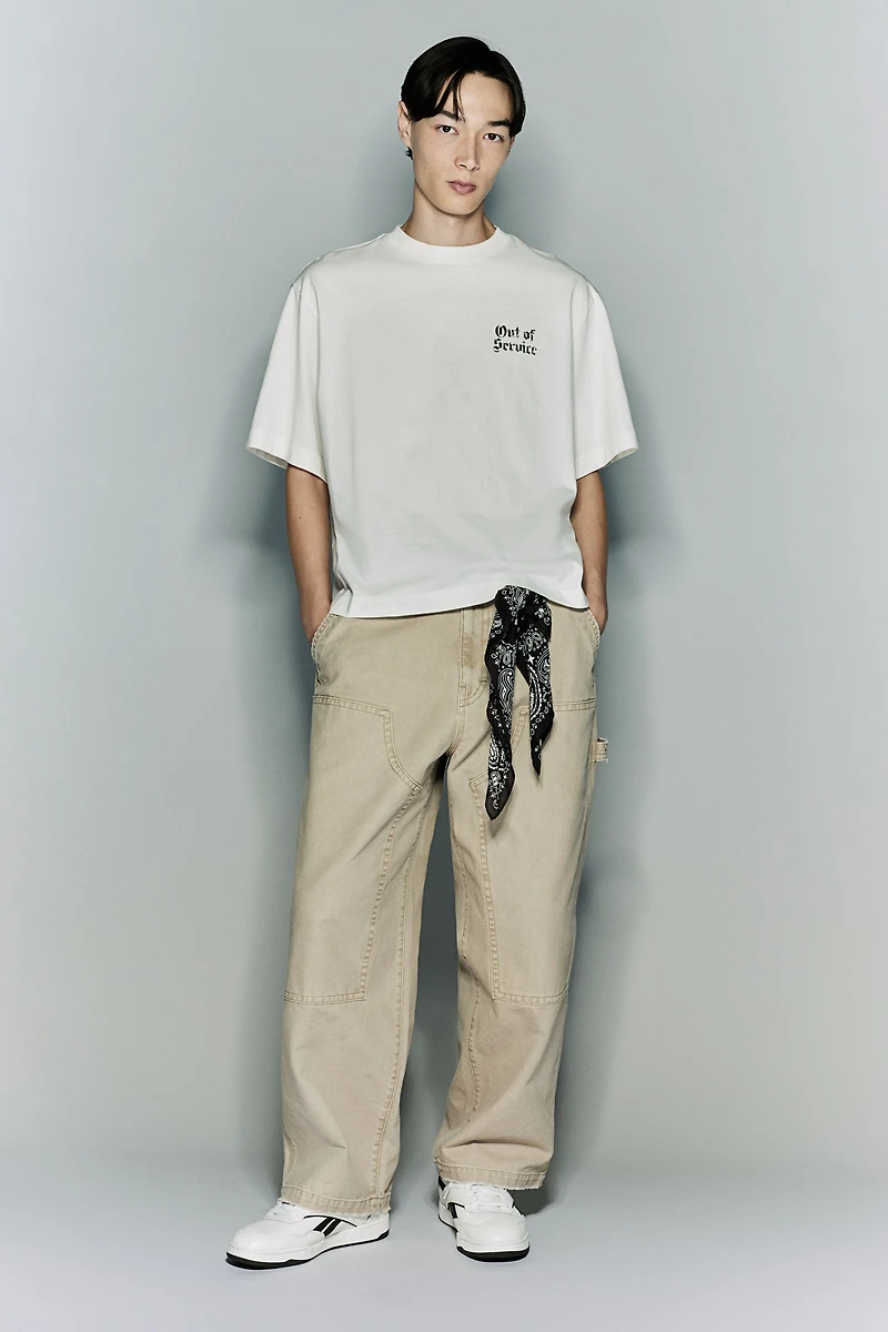 Oversized Fit Vintage-Look Printed T-Shirt