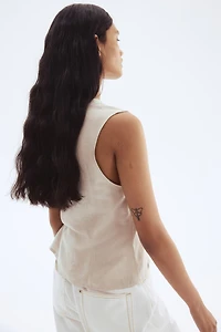 Sleeveless Linen-Blend Blouse