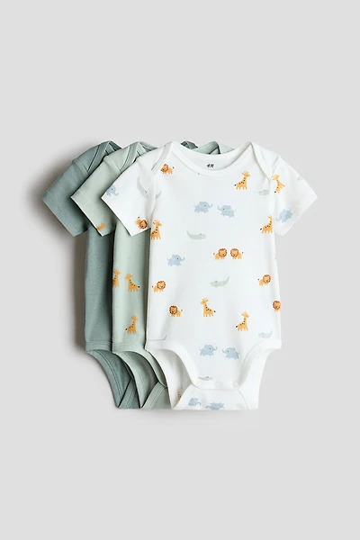 3-pack Cotton Bodysuits with Lap Shoulders