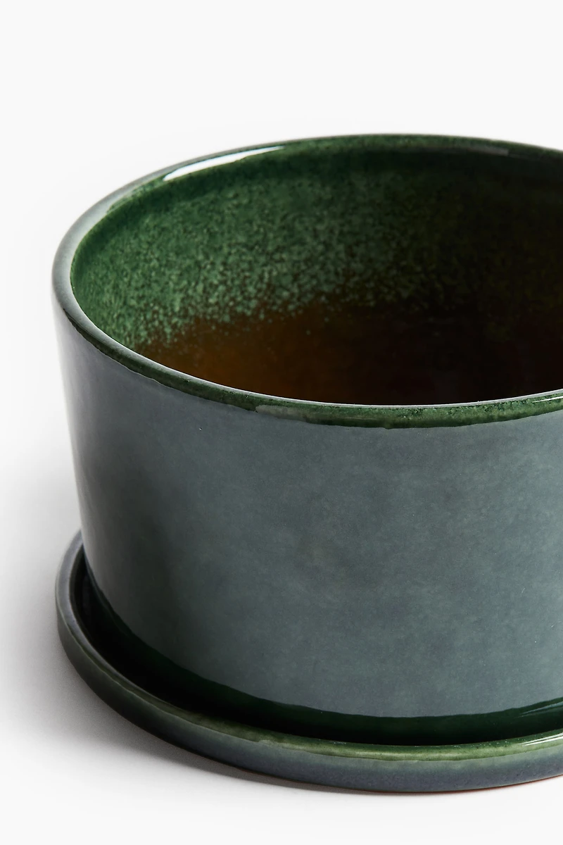 Wide Terracotta Plant Pot and Saucer