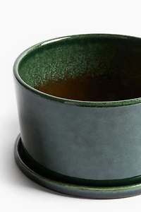 Wide Terracotta Plant Pot and Saucer