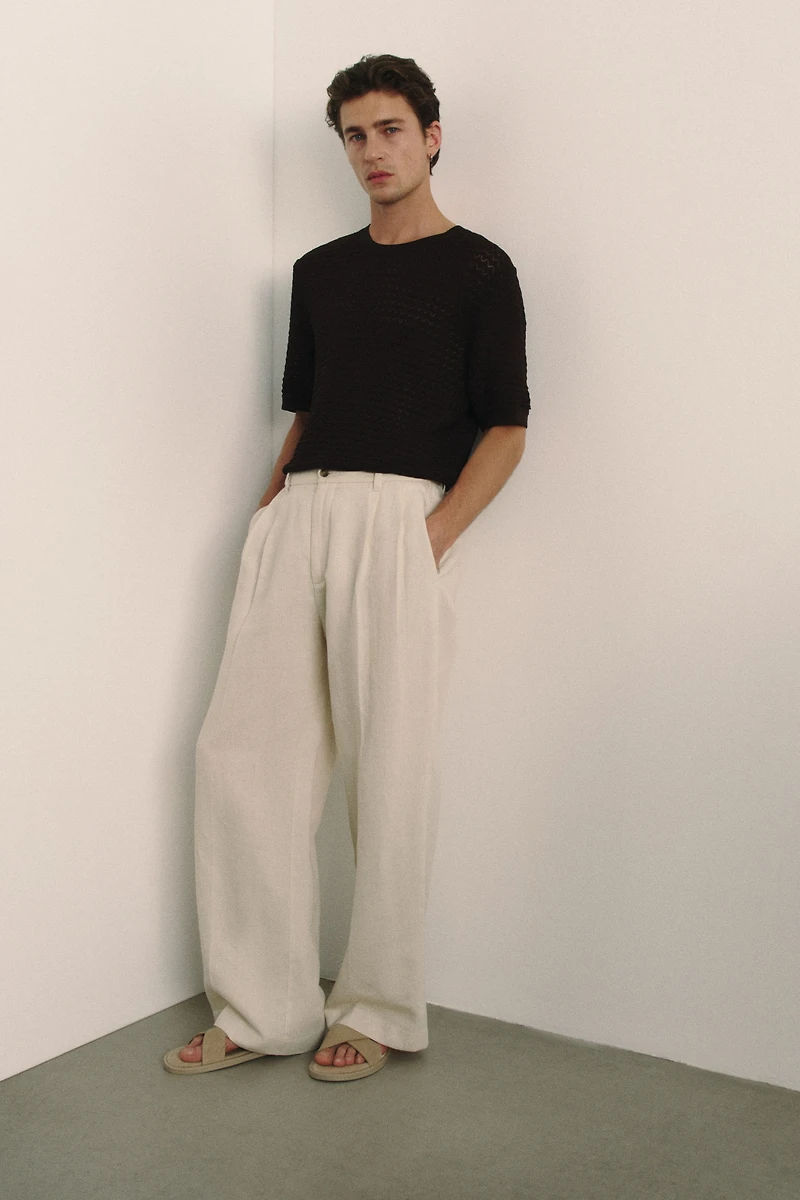 Loose-Fit Linen-Blend Pants