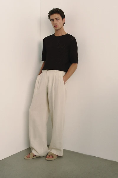 Pantalon ample en lin mélangé