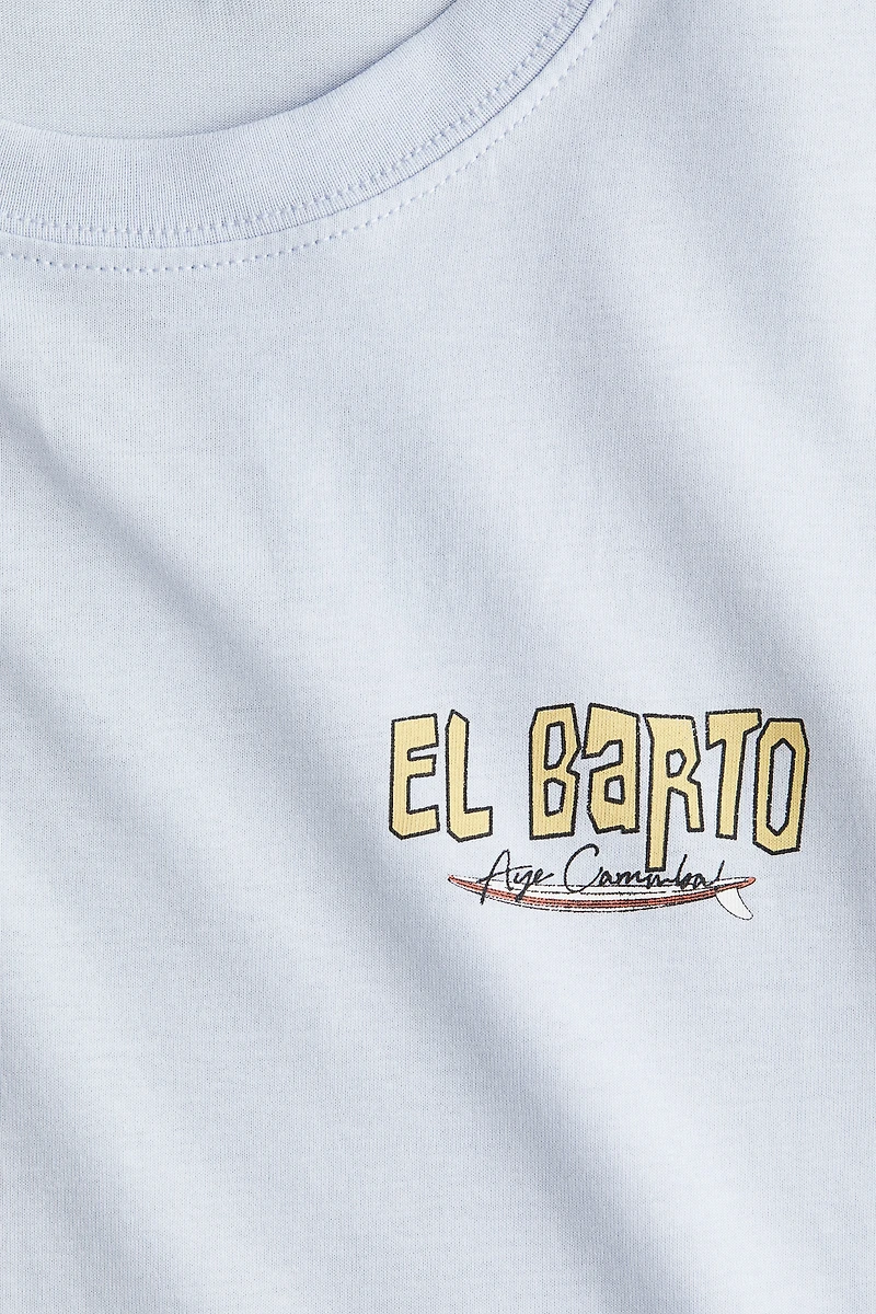 Print-motif cotton T-shirt