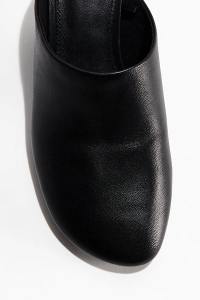 Kitten-Heeled Leather Mules