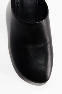 Kitten-Heeled Leather Mules