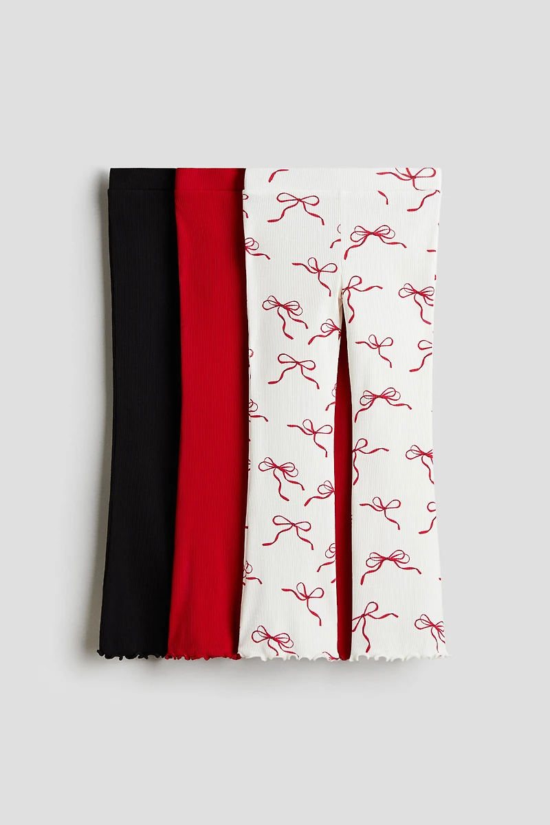 Lot de 3 leggings en coton côtelé