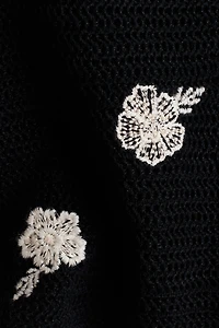 Crochet-Look Tank Top with Embroidery