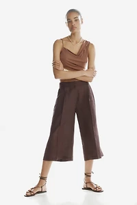 Wide-Leg Linen-Blend Culottes