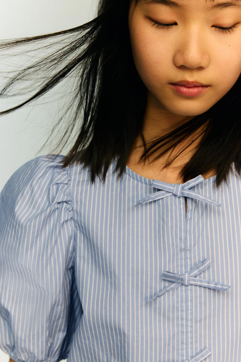 Puff-Sleeved Cotton Dress