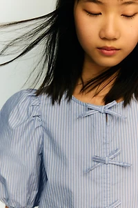 Puff-Sleeved Cotton Dress