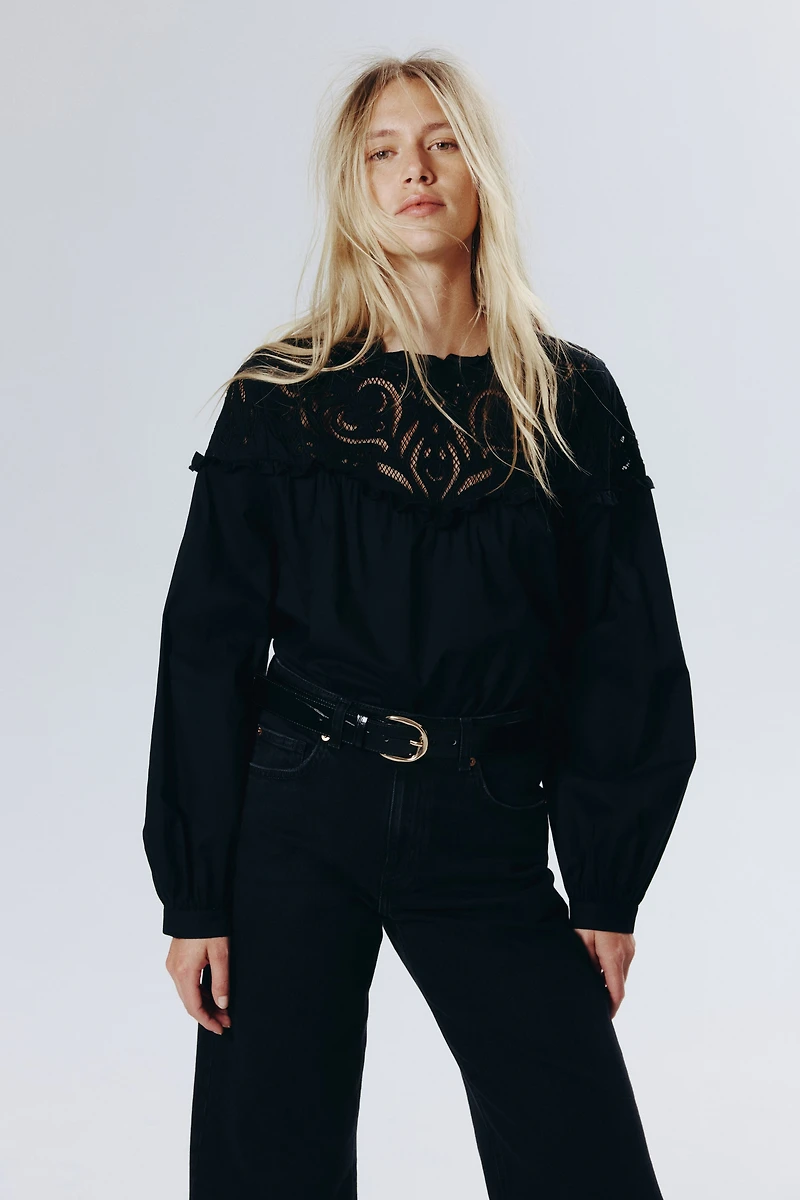 Blouse with Eyelet Embroidery