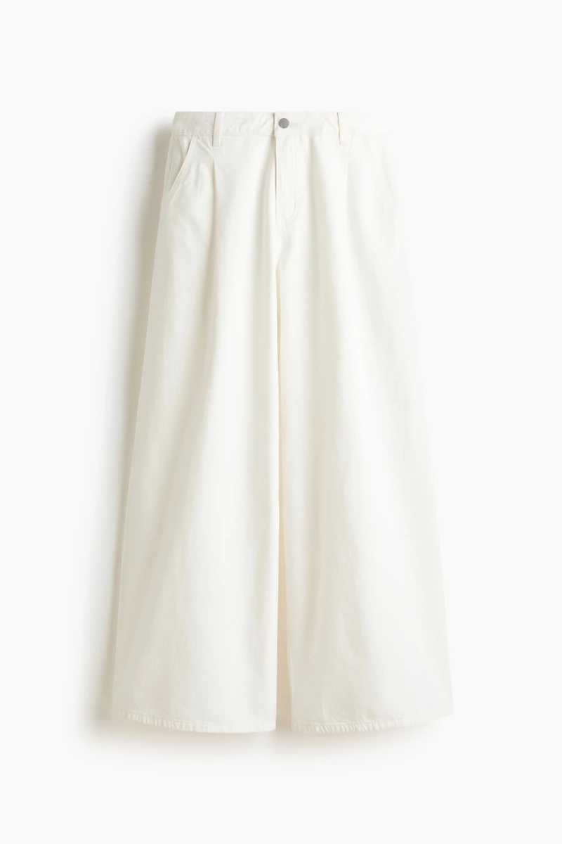 Wide-Leg Twill Pants