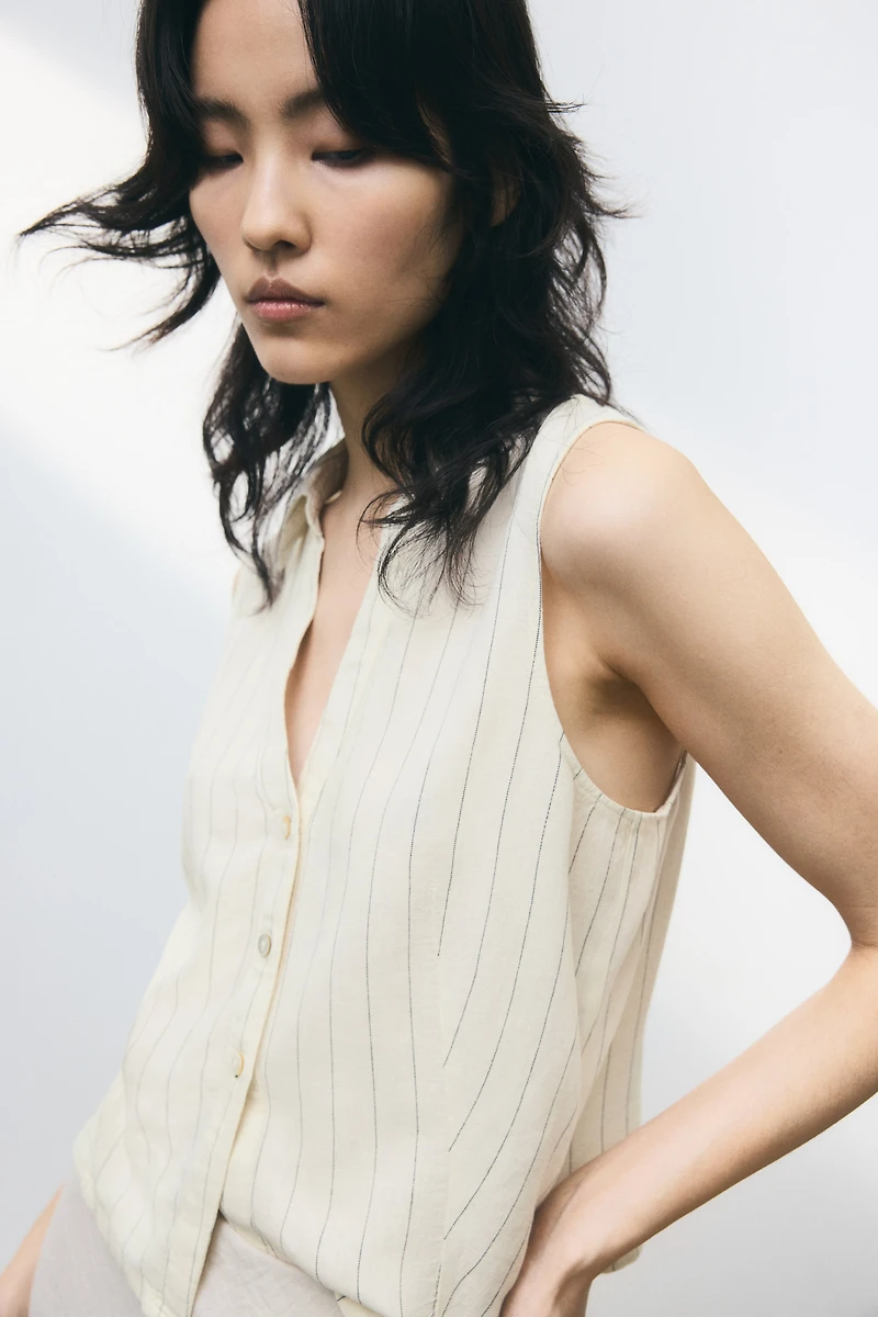 Chemise sans manches en lin mélangé