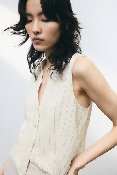 Chemise sans manches en lin mélangé