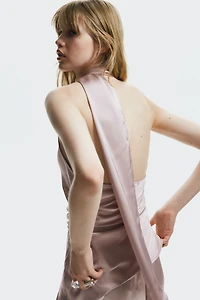 Scarf-Collar One-Shoulder Top